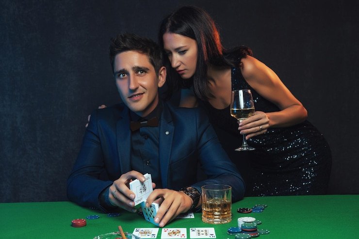 Live blackjack table with professional dealer and multiple player seats